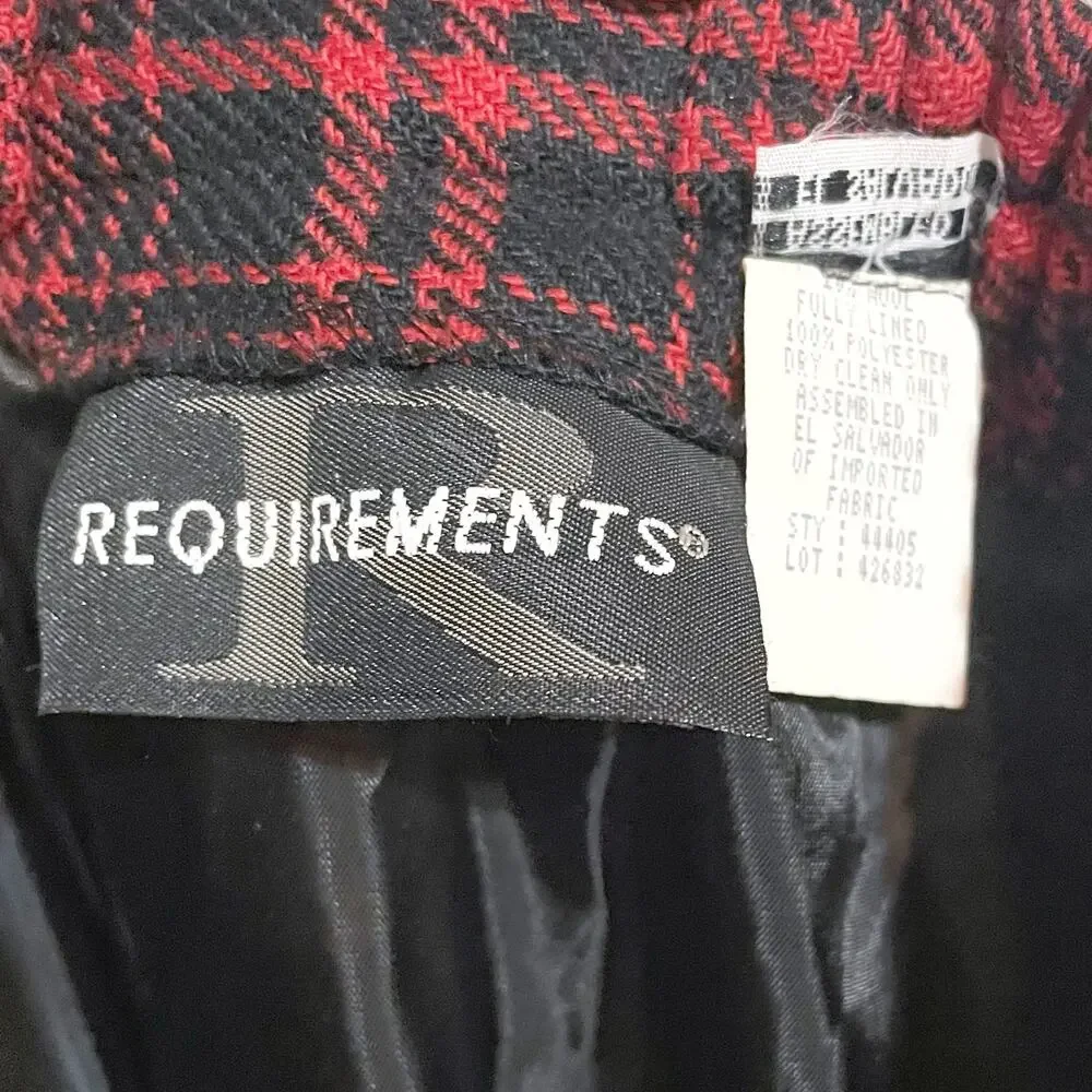VTG Requirements Womans Size 12 Red Black Plaid Fringe Midi skirt - Picture 3 of 6